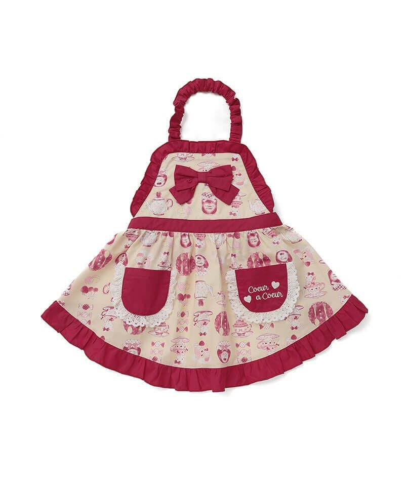 クーラクール　ティータイムプリント coeur a coeur ティータイムプリントフリルエプロン | キムラタン