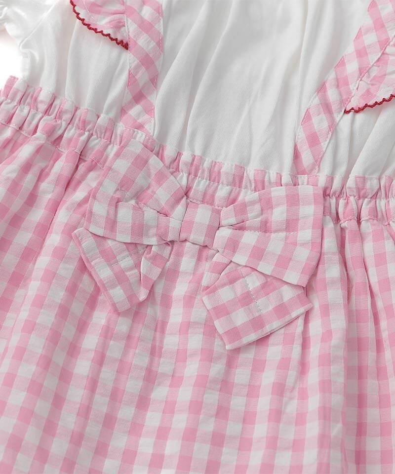 coeur a coeur チェリーリボンギンガムチェックドッキングワンピース
