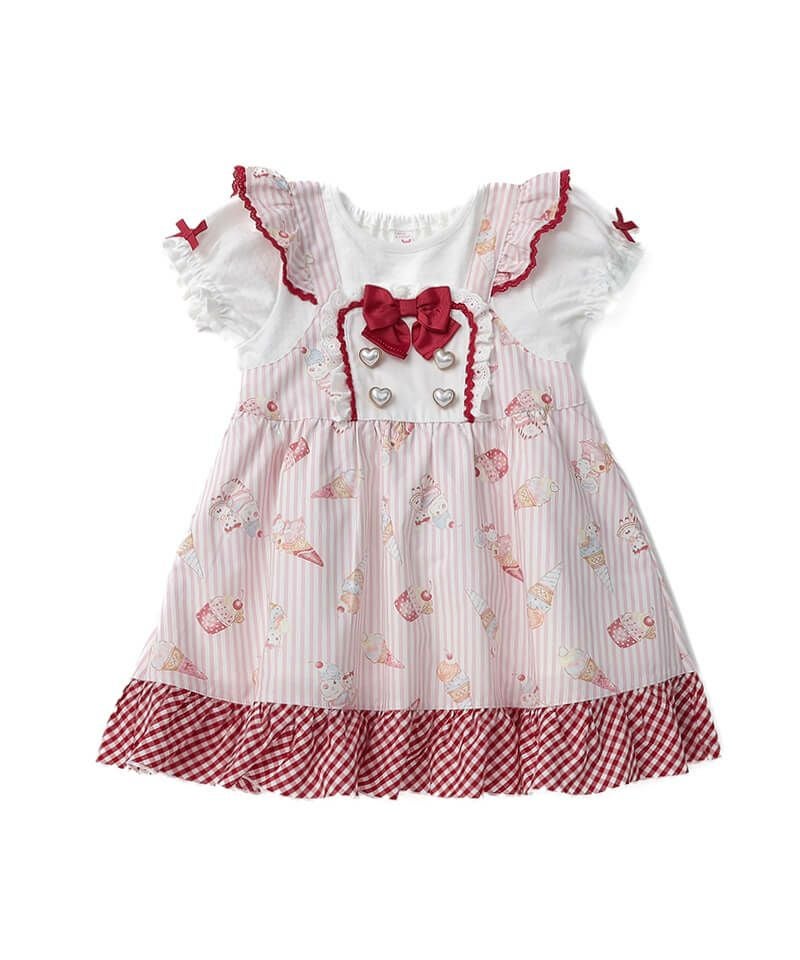 coeur a coeur アイスプリントエプロン風ドッキングワンピース