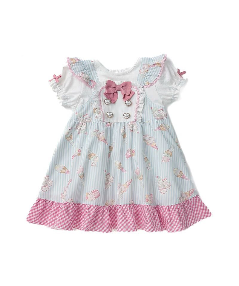 coeur a coeur アイスプリントエプロン風ドッキングワンピース