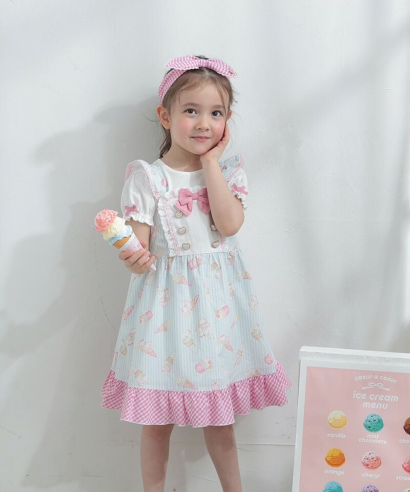 coeur a coeur アイスプリントエプロン風ドッキングワンピース