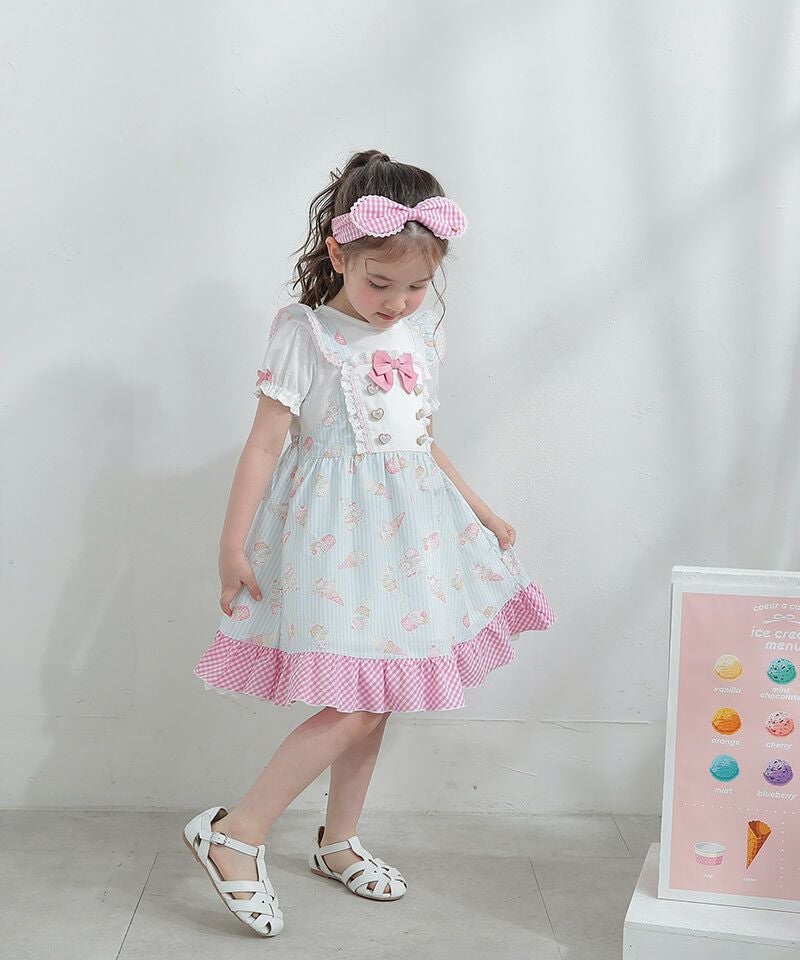 coeur a coeur アイスプリントエプロン風ドッキングワンピース