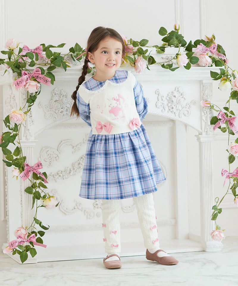 coeur a coeur レイヤード風チェック柄ドッキングワンピース