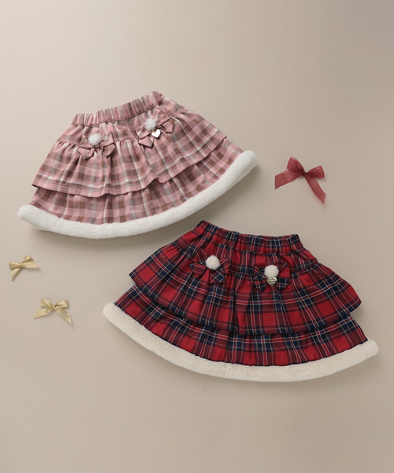 coeur a coeur フェイクファーポイントチェック柄スカート